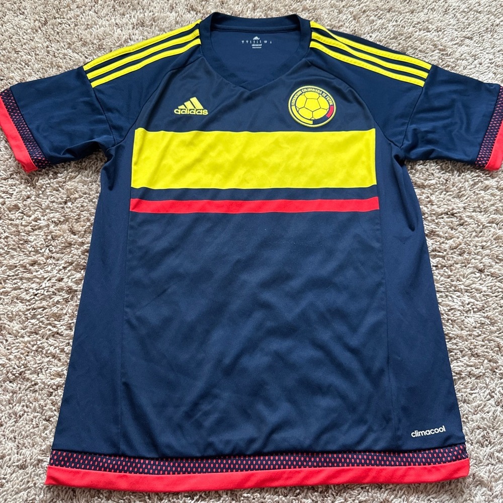 Adidas Colombia National Team Soccer Jersey Mens Small Navy Blue M62761 Away